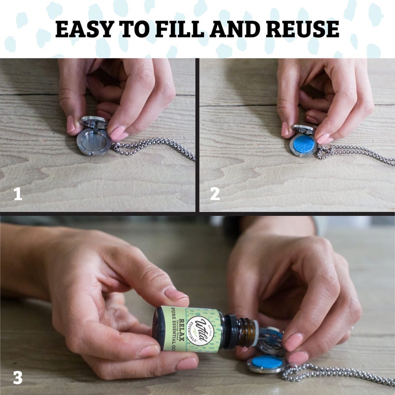 mEssentials Wild Essentials Tree of Life Necklace Essential Oil Diffuser Kit With Lavender, Lemongrass, Peppermint, Orange Oils, 12 Refill Pads, Calming Aromatherapy Gift Set, Customizable Color Changing, Perfume - Image 4